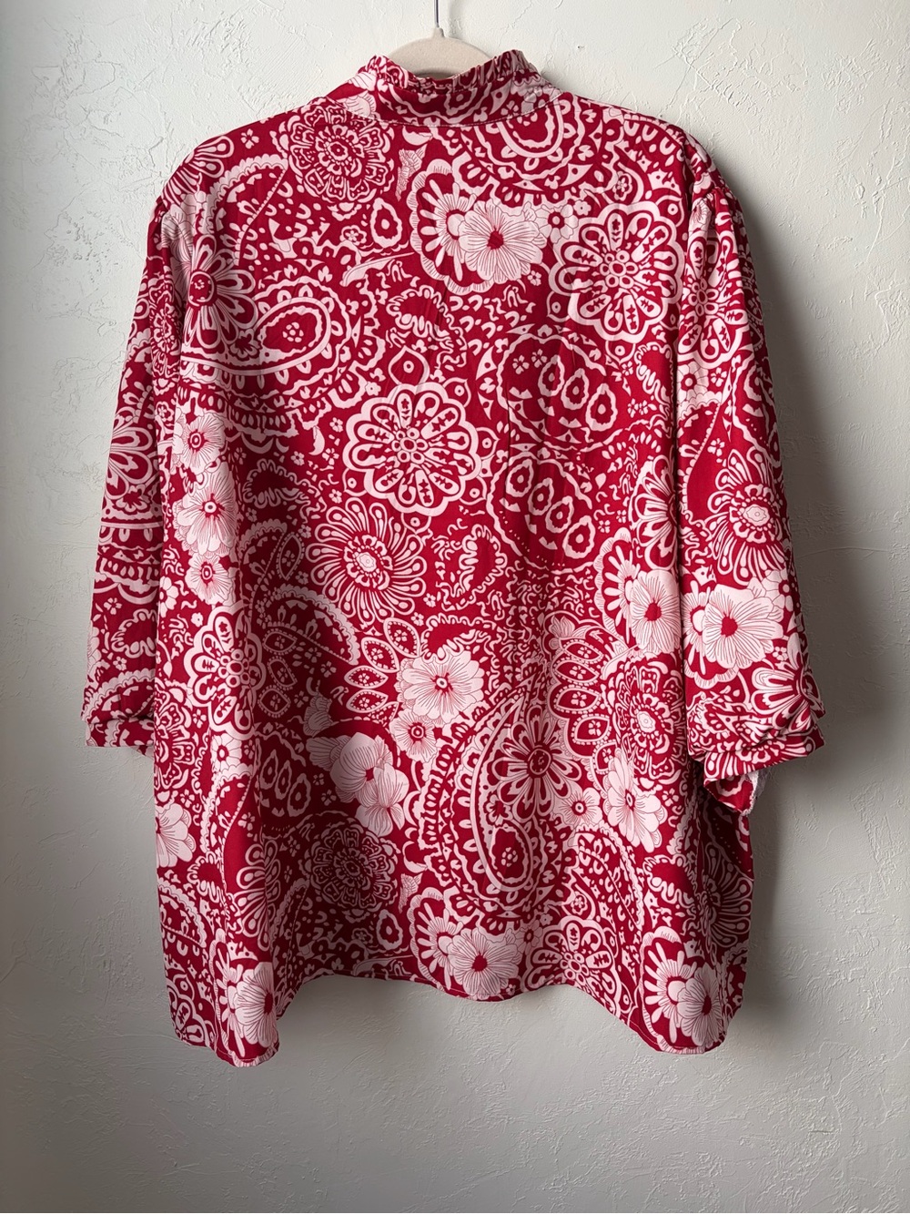 Cherrybetty Red Pink Floral Paisley Ruffle Blouse Tunic 3XL - Picture 6 of 8